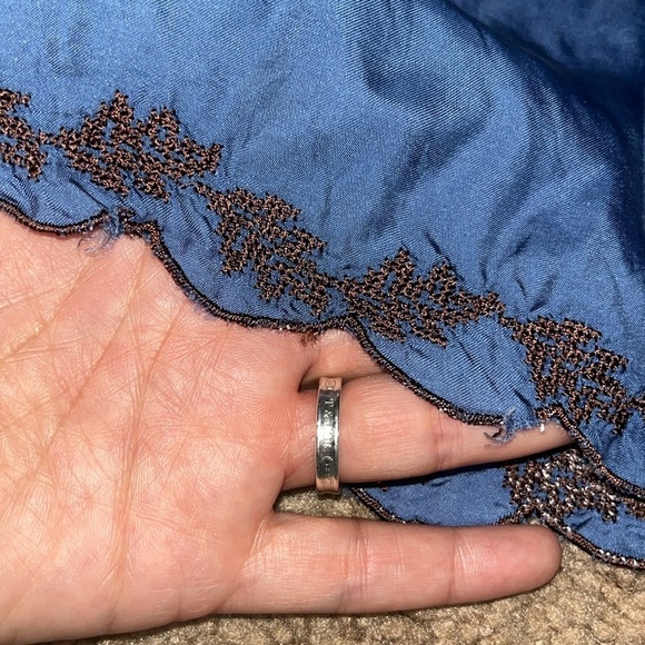 Sundance 100% Cupro Silk Floral Beaded Embroidered Tunic Blouse Blue Large - Picture 8 of 9